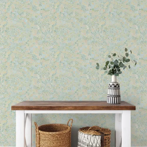 Vista 2 de Tempaper Blue Brushstroke Garden - Papel tapiz removible para jardín, 20.5 pulgadas x 16.5 pies, fabricado en los Estados Unidos, Robin's Egg