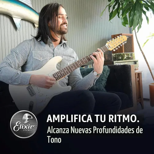 Vista 5 de Elixir Cuerdas, cuerdas para guitarra eléctrica, acero chapado en níquel con revestimiento NANOWEB, tono brillante de mayor duración con sensación