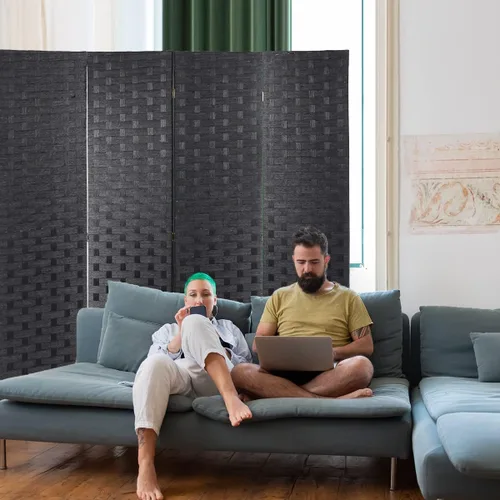 Vista 2 de Divisores de habitación y pantallas de privacidad plegables, 4 paneles de 6 pies, divisor de separación de habitación portátil plegable de 6 pies