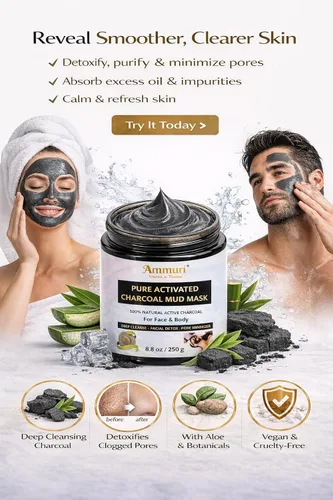 Vista 6 de Máscara de barro facial y corporal de carbón activado puro para hombres y mujeres, 8.82 oz - Tina extragrande para poros obstruidos, impurezas