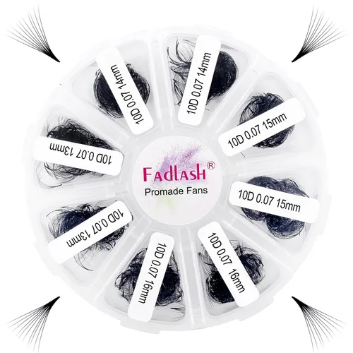 Vista 46 de Extensiones de pestañas de volumen Premade Fans Extensiones de pestañas 10D C/D rizadas