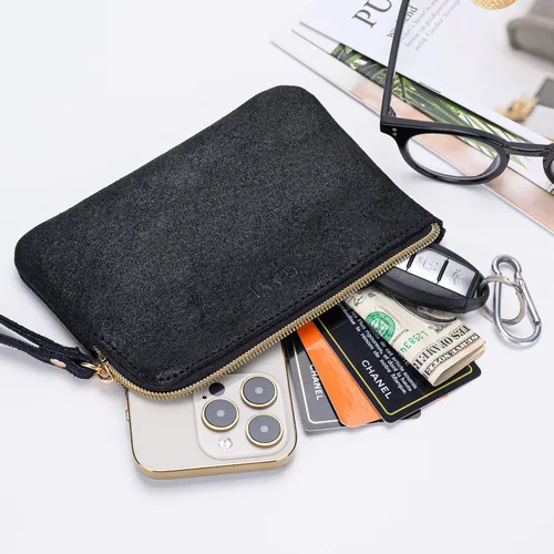 Vista 2 de Bolso de mano de cuero genuino de 4.5 x 6.5 para mujer, bolso de mano de noche