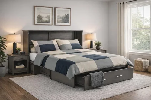 Vista 2 de Night & Day Furniture Sagebrush Murphy - Cama de armario con colchón, Queen, lavado a la piedra, número de modelo: MUR-SAGB-QEN-STW y MND-GMF-TRI-QEN