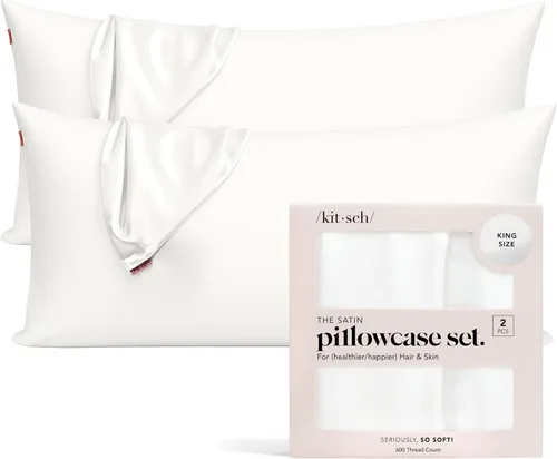 Vista 39 de Kitsch Funda de almohada de satén con cremallera, tamaño estándar, Aura