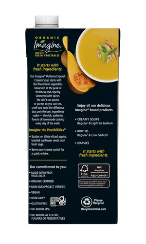 Vista 4 de Imagine Sopa cremosa de calabaza orgánica de 32 onzas líquidas (paquete de 6)