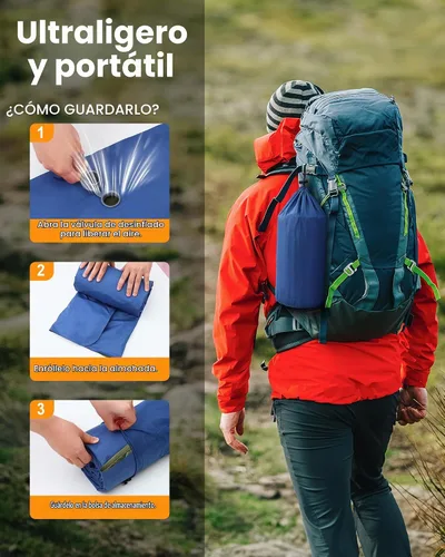 Vista 8 de Colchoneta de dormir para campamento, de 5.9 pulgadas de grosor, con almohada integrada y bomba de pie, almohadilla de dormir autoinflable Azul