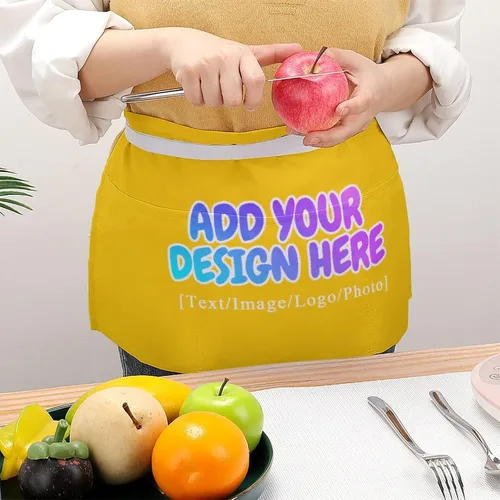 Vista 111 de AXKEUDO Delantal personalizado con bolsillos, delantales de cintura para camarera para cocinar en casa, restaurante, servir trabajo