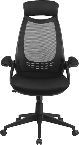 Vista 5 de Flash Furniture Ivan - Silla de oficina giratoria ejecutiva de malla negra con brazos abatibles