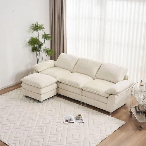 Vista 5 de KEVINSPACE Sofá modular moderno en forma de L de 101.6 pulgadas para sala de estar, sofá modular moderno de 3 asientos, muebles cómodos con diván