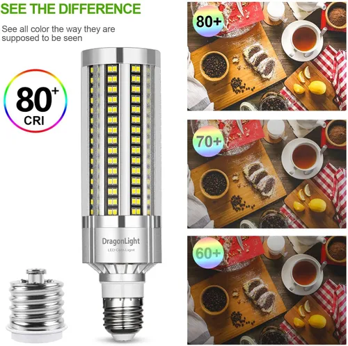 Vista 4 de DragonLight Bombilla LED de maíz de 60 W sin ventilador (haluro de metal de 200 vatios/reemplazo HID/HPS) E26/E39 Lámpara LED de base Mogul grande