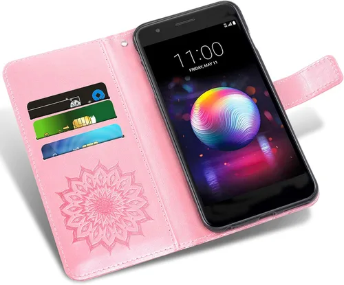 Vista 3 de Funda de teléfono para LG K30 2018 5.3/Premier Pro LTE/Phoenix Plus/Harmony 2/K10/Xpression cartera con protector de pantalla de vidrio templado Oro