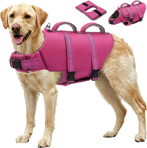 Vista 11 de EMUST Chalecos salvavidas ajustables para perros pequeños con flotabilidad mejorada, chaleco de natación pequeño con asa de rescate duradera