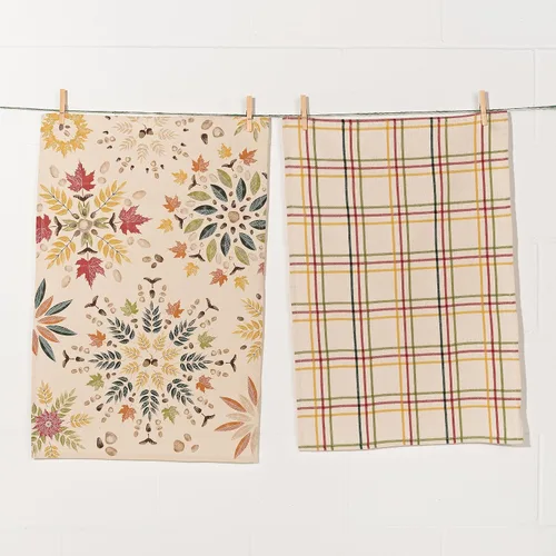 Vista 2 de Now Designs Juego de dos toallas de té de follaje otoñal, 1 EA Follaje de otoño