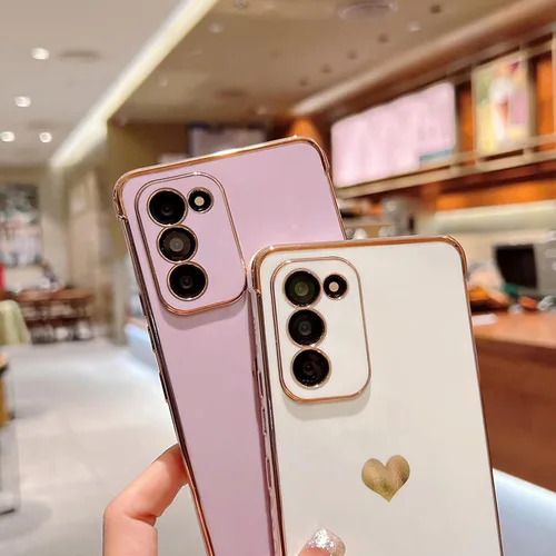 Vista 12 de phylla Funda de teléfono compatible con Samsung Galaxy A12 de 6.5 pulgadas, lindo corazón chapado en oro, elegante funda de lujo para mujer