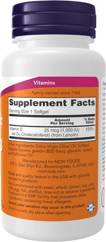 Vista 2 de Vitamina D-3 de NOW Foods, NOW1117/490/1501, 1, 1