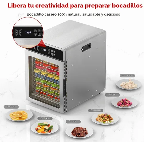 Vista 6 de Deshidratador de alimentos Prenafla con 10 bandejas para cecina, frutas