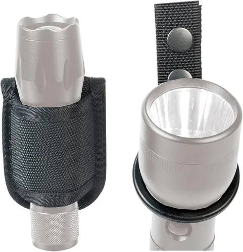 Vista 7 de Soporte compacto para linterna (parte superior abierta) + soporte de correa de anillo de linterna para sostener Mag Lite y otras linternas