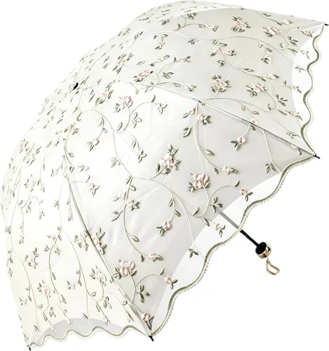 Vista 37 de Honeystore Sombrilla de viaje de encaje plegable anti-uv paraguas bordado a prueba de viento 2 Plegables Negro