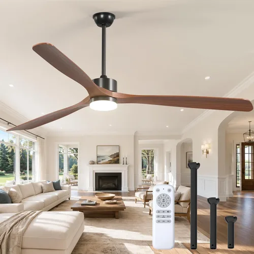 Vista 14 de addlon Ventiladores de techo de madera maciza de 42 pulgadas con luces