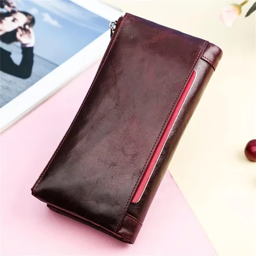 Vista 3 de LUOYK - Cartera de cuero para mujer, tarjetero largo para teléfono, cartera de gran capacidad (color A 1.4 x 3.9 x 7.5in)