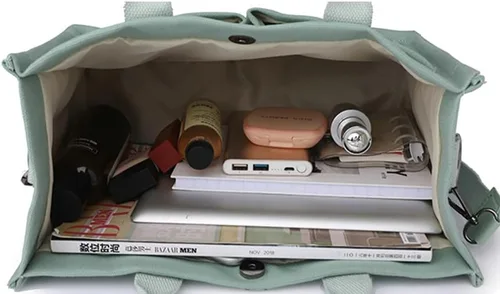 Vista 5 de Obosoyo Bolso de lona para mujer, bolso de mano grande de lona para el trabajo, bolso cruzado casual para viajes diarios
