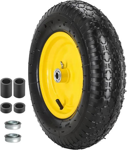 Vista 10 de Neumático y rueda sólidos para carretilla 4.80/4.00-8, neumático sin aire de 16" con cubo centrado de 3", rodamientos de 5/8" y 3/4", compatible
