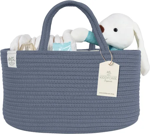 Vista 10 de KiddyCare Organizador de Pañales Tejido con Cesta de Asa y Tapa, Organizador de Pañales con Divisores para Guardería de Bebé Niño/Niña, Regalo