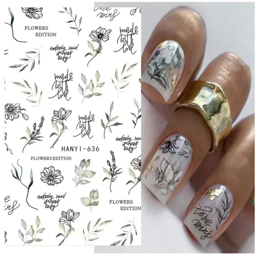 Vista 3 de Calcomanías de arte de uñas de flores, calcomanías de uñas de mariposa con encanto, calcomanías de uñas de primavera y verano, calcomanías de uñas