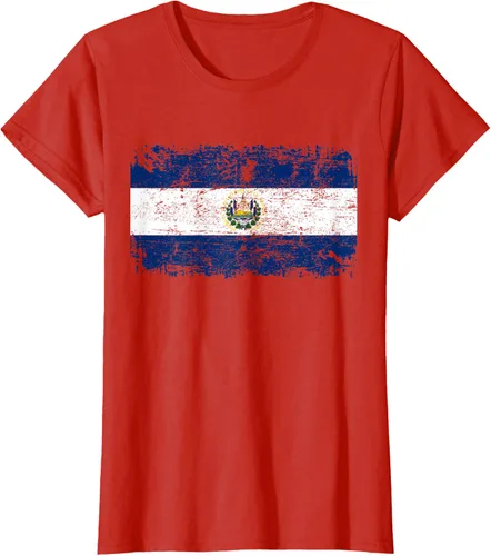 Vista 59 de EL SALVADOR Bandera Vintage Hombres Mujeres Niños Camiseta EL SALVADOR