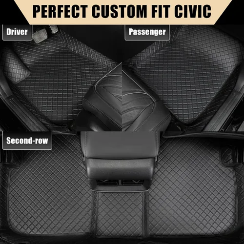 Vista 2 de EKR Alfombrillas personalizadas para Honda Civic Sedan 2016-2021, alfombrilla delantera y de segunda fila para automóvil Civic 2016 2017 2018 2019
