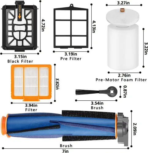 Vista 2 de Repuesto para aspiradora robot Shark AV2501AE RV2502AE AV2501S AV2511AE RV2610WA RV2610WD AV2610WA RV2820AE AI, kit de accesorios incluye cepillo