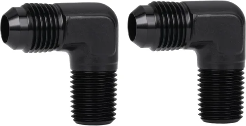 Vista 24 de 3AN macho Flare a 1/4 NPT tubo macho 90 grados codo adaptador unión aluminio negro