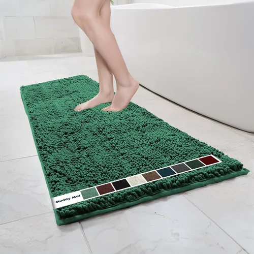Vista 16 de Muddy Mat Alfombras de Baño de Chenilla de Microfibra de Secado Rápido Antideslizantes Lavables, Extra Gruesas, Suaves y Altamente Absorbentes Gris