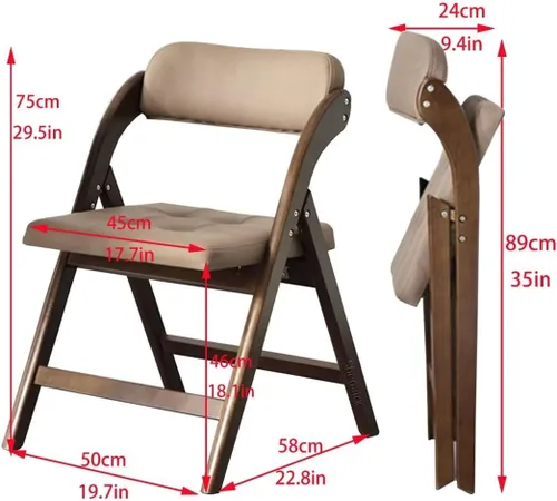 Vista 3 de Sillas de oficina plegables de madera maciza con asientos acolchados, sillas de cocina, ideales para reuniones familiares, adecuadas para comedor