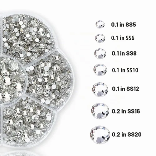 Vista 2 de Diamantes de imitación, 3150 piezas de gemas transparentes para uñas, joyas de cara plateada, gemas de ojo de dientes, diminutos diamantes de Cristal
