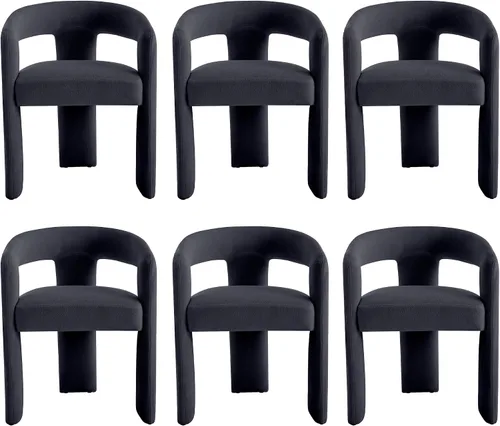 Vista 15 de Modern Boucle - Juego de 2 sillas de comedor tapizadas con diseño de barril con brazo, cómodas sillas laterales para cocina, comedor, recepción