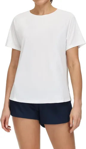 Vista 7 de THE GYM PEOPLE Camisetas de entrenamiento de manga corta para mujer, camisetas de yoga transpirables con aberturas laterales