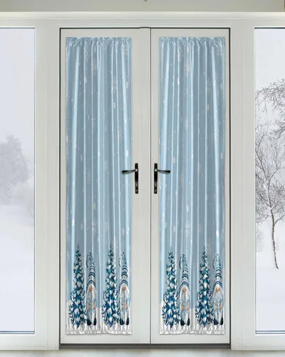 Vista 2 de Cortinas opacas de Navidad para puerta francesa, de vidrio, para puerta delantera, trasera, puerta de patio, aislamiento térmico, con bolsillo