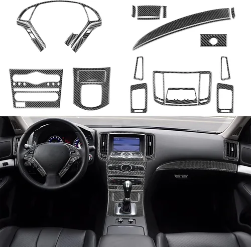 Vista 8 de NVCNX Real Premium Kit de Moldura de Consola Interior de Fibra de Carbono Cubierta de Panel de Engranajes Panel AC CD Tablero de Coche Compatible