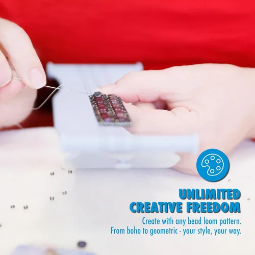 Vista 4 de Beadalon Baby Jewel Loom – Telar de joyería compacto de 2.75" x 5" para pulseras, marcadores de libros y trabajo con cuentas pequeñas