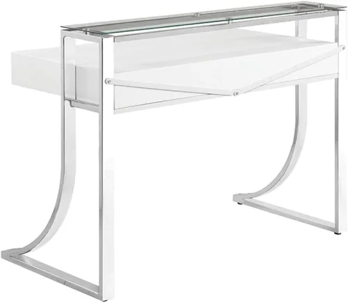 Vista 9 de Coaster Fine Furniture Gemma - Escritorio con 2 cajones, color blanco brillante y cromado