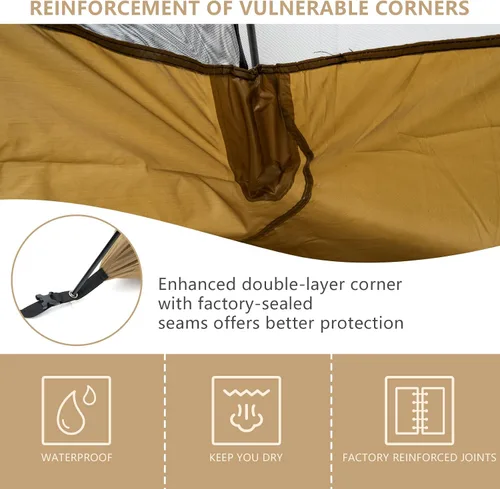 Vista 5 de BISINNA Tienda de campaña para 2 personas, ligera, impermeable, 3 estaciones, con poste de aluminio para montañismo al aire libre, senderismo, viajes