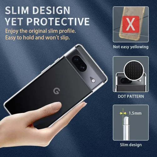 Vista 4 de Funda transparente para Google Pixel 7. Funda protectora de silicona TPU de plástico transparente para Google Pixel 7