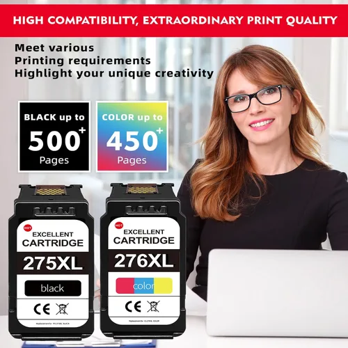 Vista 3 de Paquete combinado de cartuchos de tinta 276XL Color 275XL Negro (paquete de 2) - Repuesto para cartuchos de tinta de impresora Canon tr4700