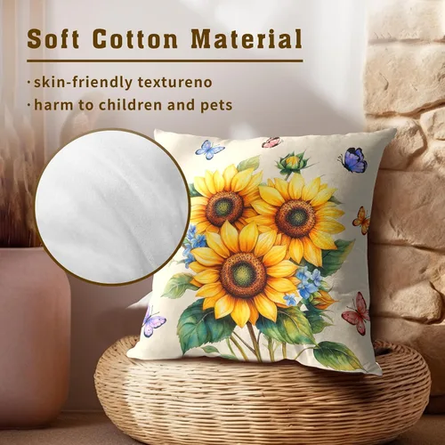 Vista 222 de Giwawa Juego de 2 fundas de almohada decorativas con diseño floral de girasol de 16 x 16 pulgadas, fundas de cojín decorativas para el hogar, sofá