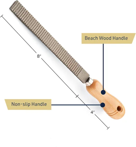 Vista 4 de Kings County Tools Raspa plana para carpintería de 8 pulgadas Material de acero de alta calidad Duradero y duradero Mango de madera de haya