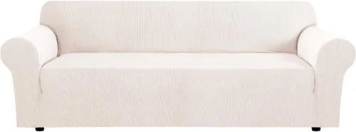 Vista 44 de H.VERSAILTEX Funda elástica para sofá, fundas suaves para muebles de 3 cojines, con tela jacquard gruesa a cuadros con parte inferior elástica, sofá