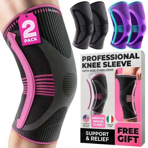 Vista 11 de DR. BRACE ELITE - Rodillera con Estabilizador de Talla (Paquete de 2) Rodillera para Mujeres y Hombres, Entrenamiento, Deportes, Manga de Compresión