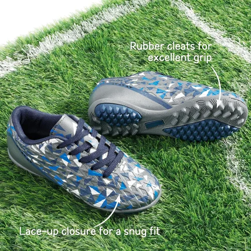 Vista 4 de DREAM PAIRS Zapatos de fútbol para césped artificial para niños y niñas con cordones para niños pequeñosgrandes
