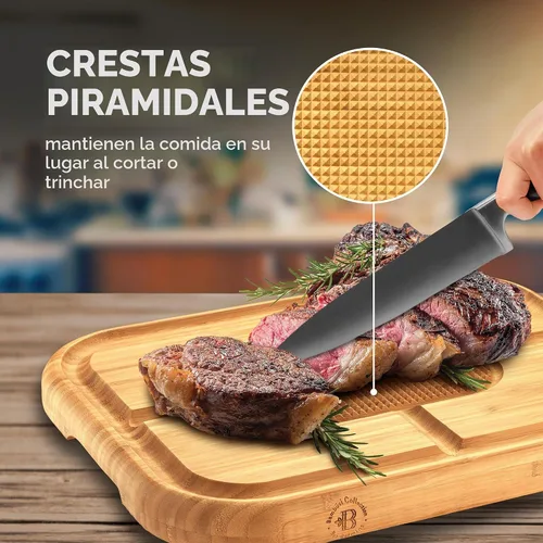 Vista 5 de Tabla de cortar carne – Tabla de tallar de bambú extragrande, bloque de carnicero de 18 x 13 pulgadas de grosor con ranura profunda para jugo
